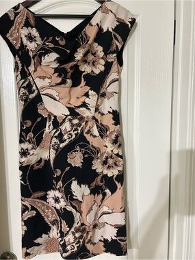 Etro Black Sheath Dress with Blush Floral Print
